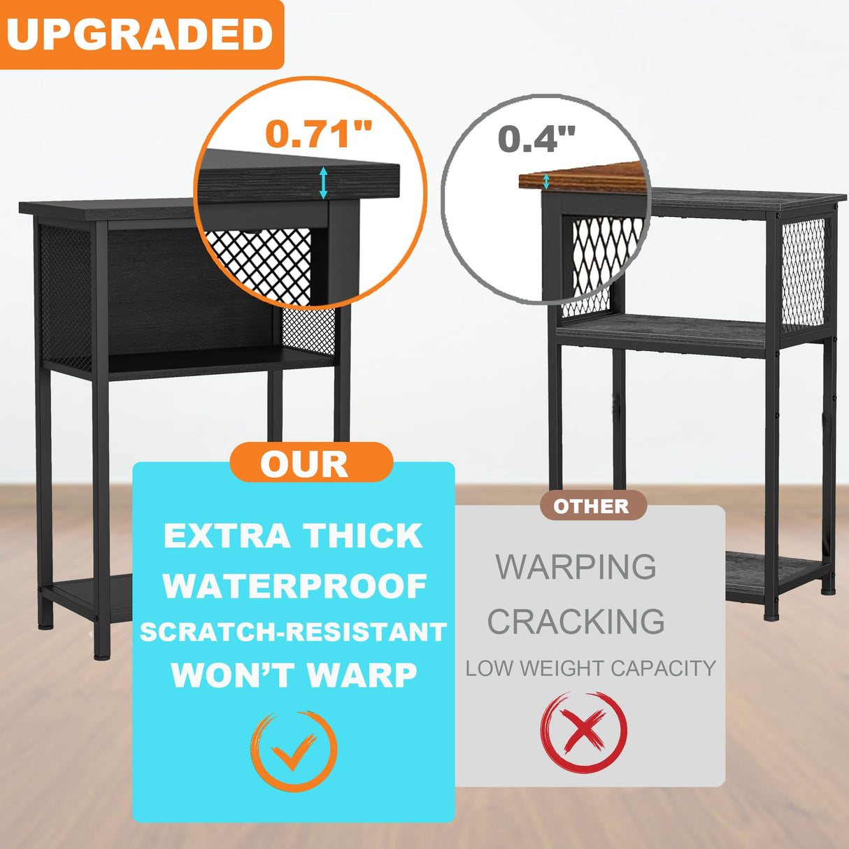 BSONE 5-10 Gallon Fish Tank Stand, Small Aquarium Stand Shelf, 0.71" Thickened Tabletop, 20.5" W×11" D ×31" H , Black BSONE