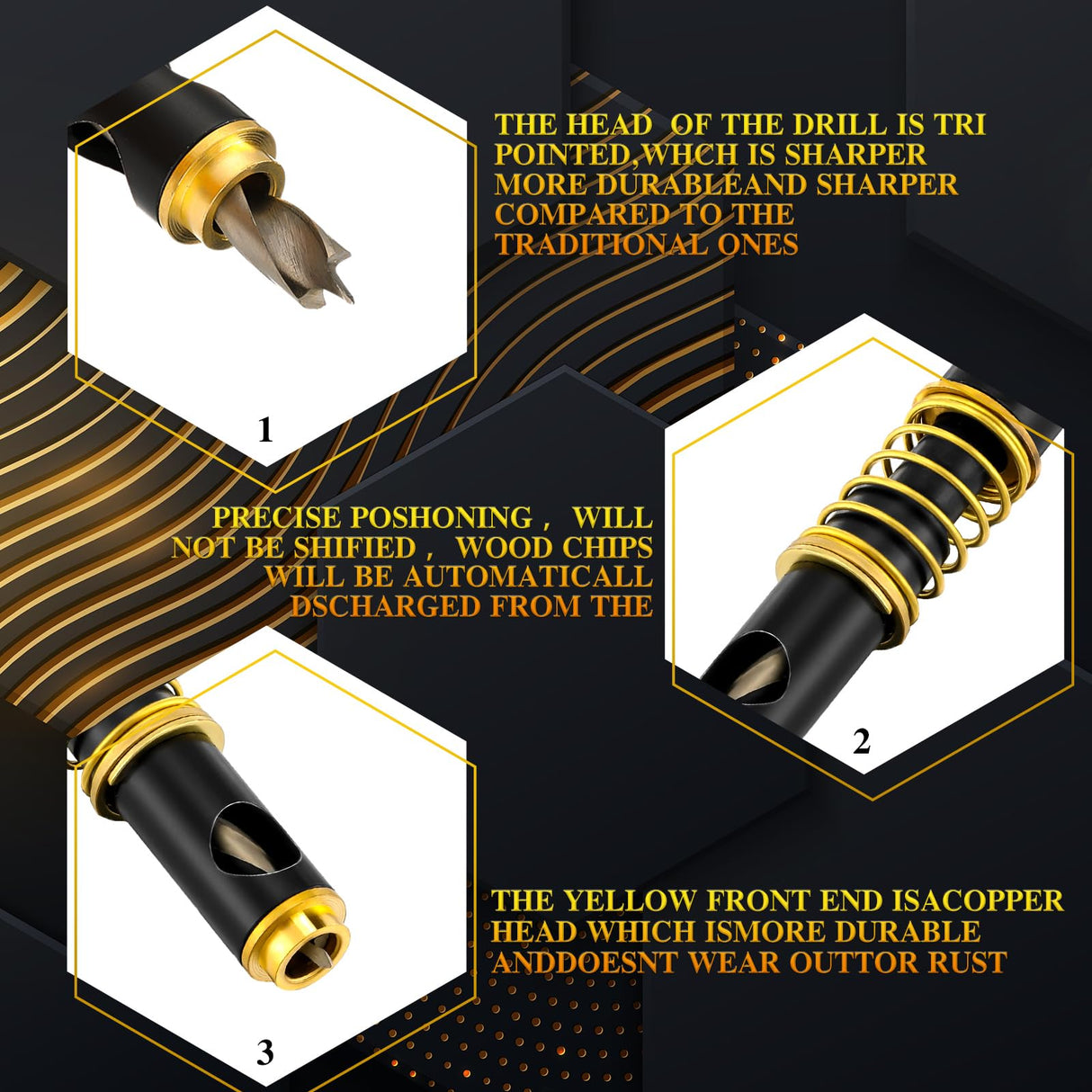 MorningRo 3 Pcs Self Centering Hinge Drill Bit Set 5mm 1/4 Black Reaming Drilling Hinge Drill Bits Wood Plastic 1/4 Inch Hex Shank 5mm Boring Door Window Cabinet Opening Tool DIY MorningRo