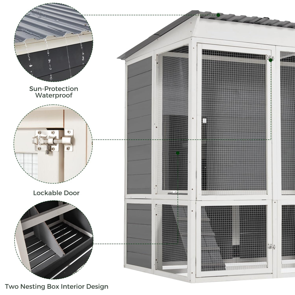 AECOJOY 67'' Extra Large Chicken Coop with Run for 8-10 Chickens, Wood Chicken House with Roost Bar & 4 Nesting Boxes, Outdoor Poultry Pet Cage Hen Fence for Backyard AECOJOY