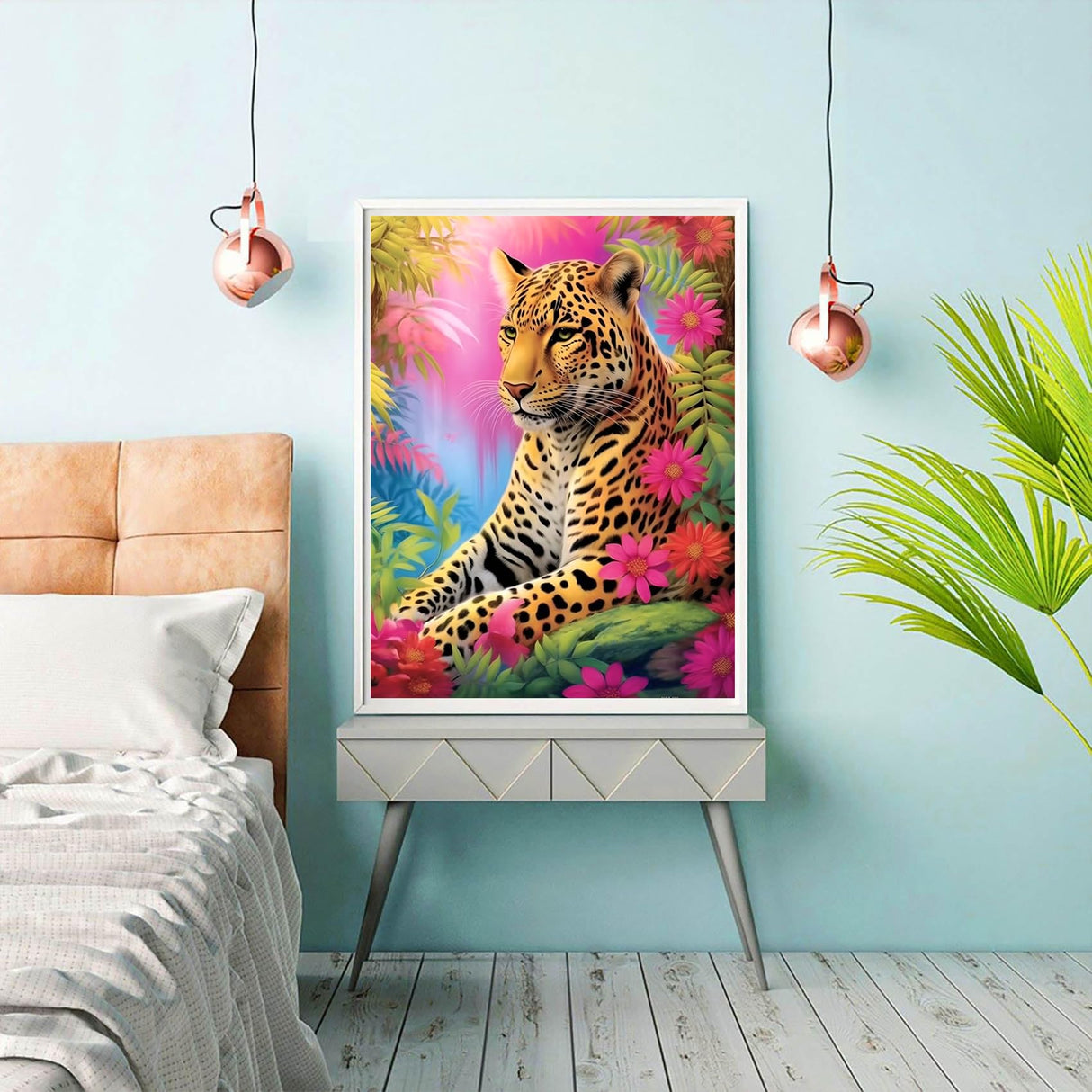 Reofrey DIY Diamond Art Painting Kits for Adults Leopard, Diamond Art Animal Full Drill Round Rhinestone Diamond Art Painting Accessories, Cross Stitch Embroidery for Crafts (30x40 cm/ 12x16 inch) Reofrey