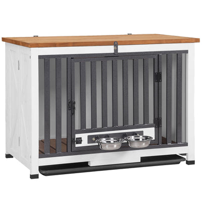 Dog Crate Furniture for Medium and Small Dogs Folding Heavy Duty Dog Kennel End Table, Dog House with Solid Wood Opening Roof