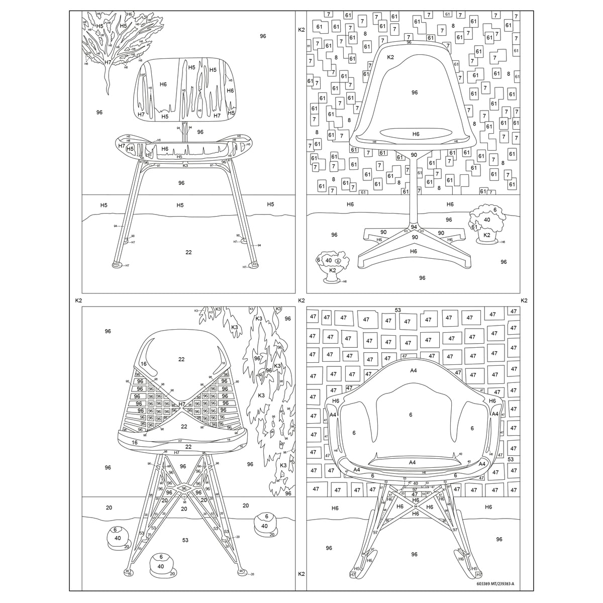 Ravensburger CreArt Eames Take a Seat Paint by Numbers Kit for Adults - Painting Arts and Crafts for Ages 12 and Up Ravensburger