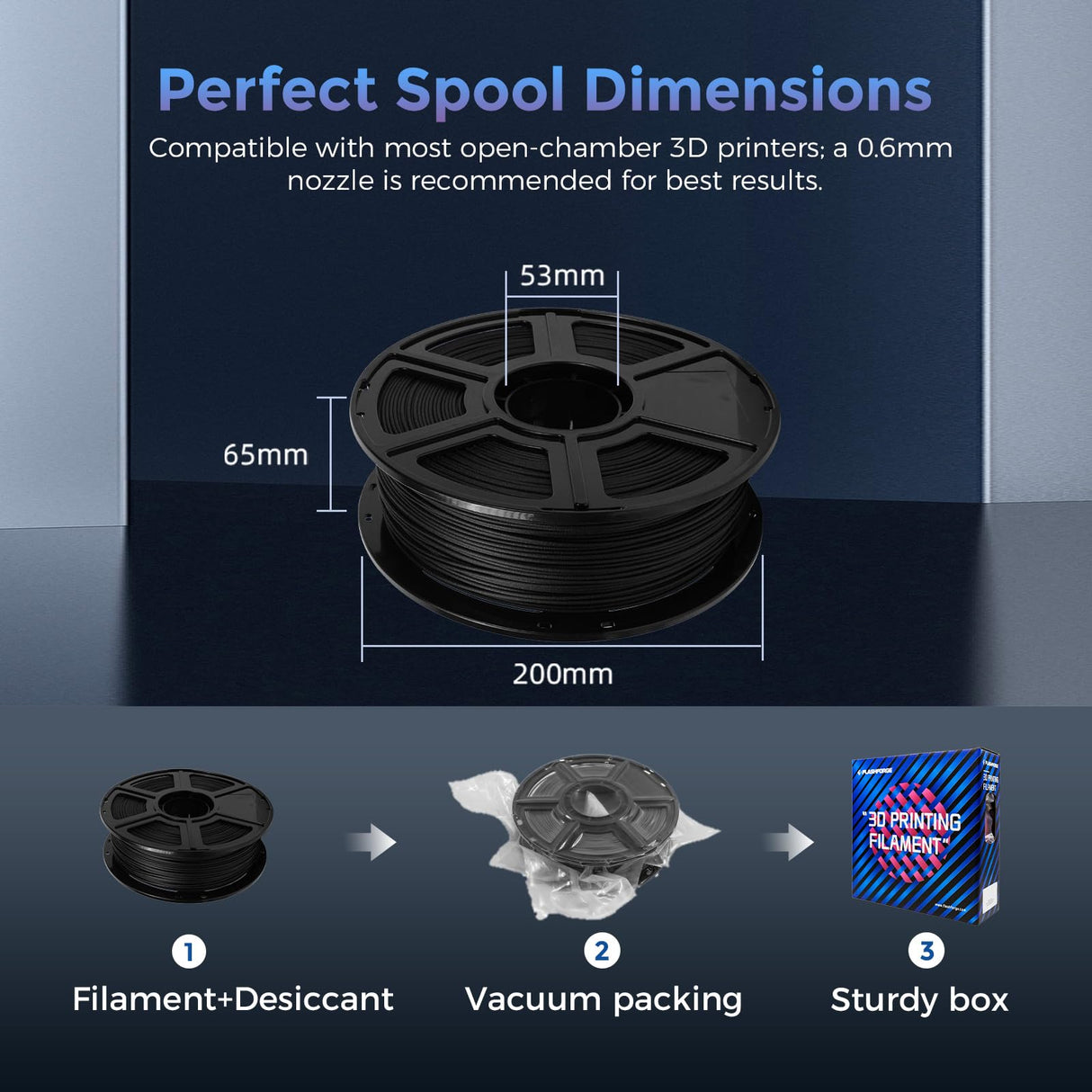 FLASHFORGE Carbon Fiber PETG Filament 1.75mm Black, Reinforced 3D Printer Filament 1kg, Lightweight & High-Strength PETG-CF Filament, Strong & Easy to Print FLASHFORGE