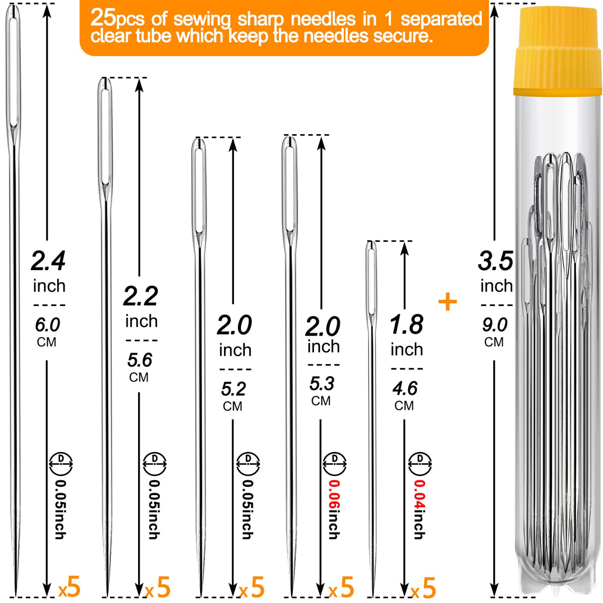 55 PCS Large-Eye Blunt Needles, Large Eye Sewing Needles, 11 Sizes Hand Sewing Needles, Knitting Needles, Yarn Needles, Embroidery Needle, Quilting Needles with 4 Threaders, Weaving Stringing Needles phicivono