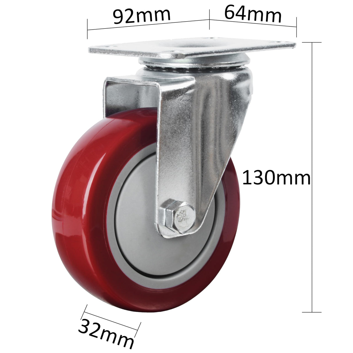 Finnhomy 4” Swivel Casters Wheels Set of 4 Plate Casters Heavy Duty Premium Polyurethane Wheels PU Load Bearing 2,600 Lbs Anti-wear Smooth Casters Red (Free Screws) Finnhomy