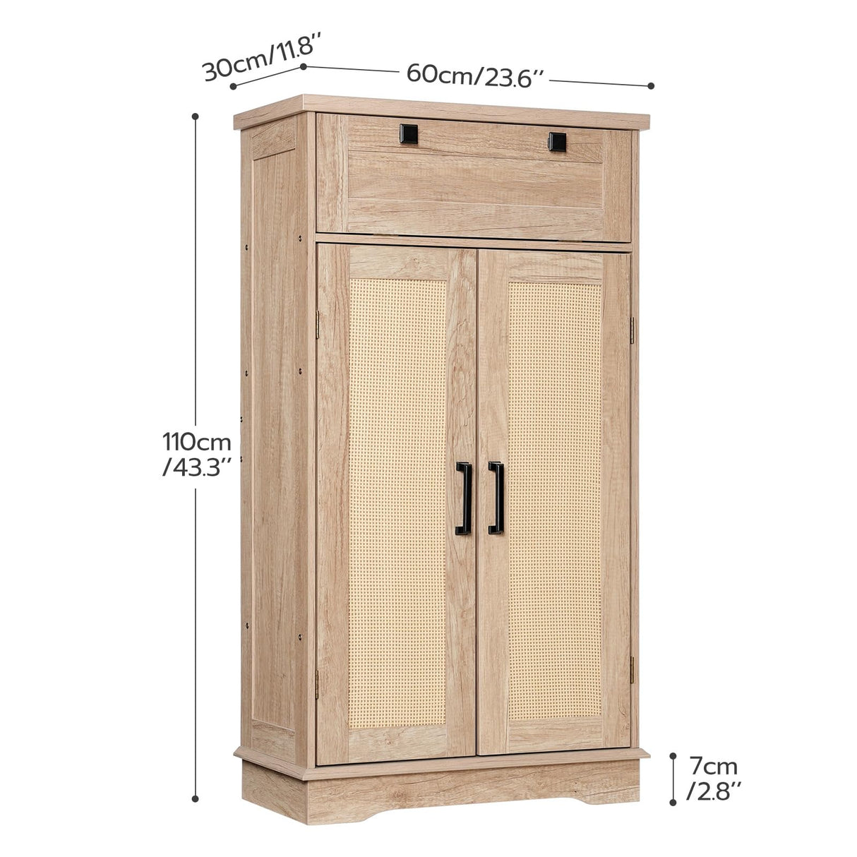 HOOBRO Pantry Cabinet, Kitchen Pantry Cabinet with Rattan-Like Decoration,Storage Cabinet with Drawer and Adjustable Shelf, Farmhouse Style Kitchen Pantry for Kitchen, Dining Room, Natural NL12PC01 HOOBRO