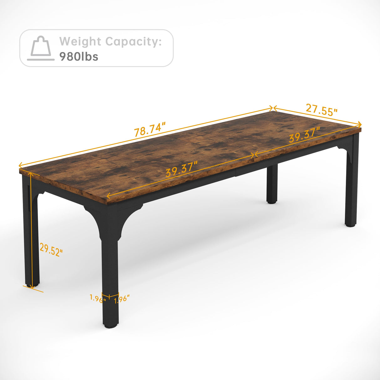 Trggivs 78.7 Inches Extra Long Computer Desk 2 Person Desk, Large Executive Office Desk, Rustic Double Computer Table Study Writing Desk Workstation for Home Office, Brown Trggivs