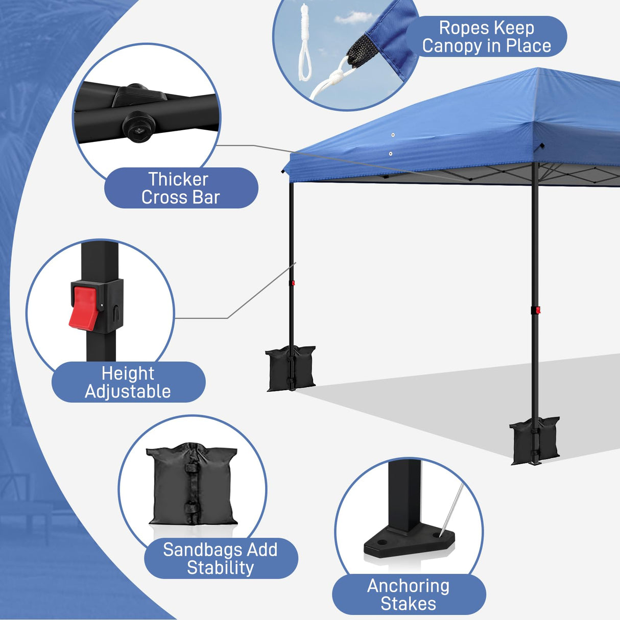 VINGLI 10x20 Pop Up Canopy with Sidewalls Wheeled Bag Easy Up Canopy Tent with Nettings, Screened in Gazebo for Camping Screened Canopy (Blue, 10x20) VINGLI