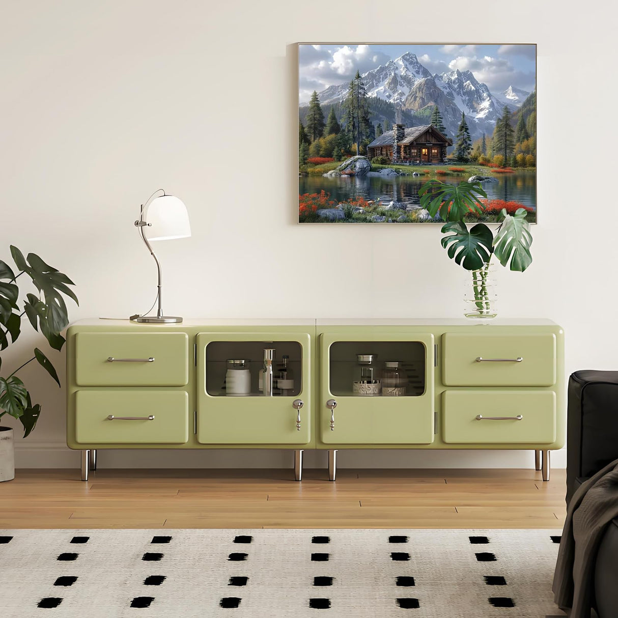 Shouruihua Diamond Art Kit Mountain Scene, Diamond Painting Kits for Adults Cabin Mountains Water, DIY Full Round Drill Diamond Dots with Forest Landscape Gem Arts for Home Wall Decor 16x12 inch Shouruihua