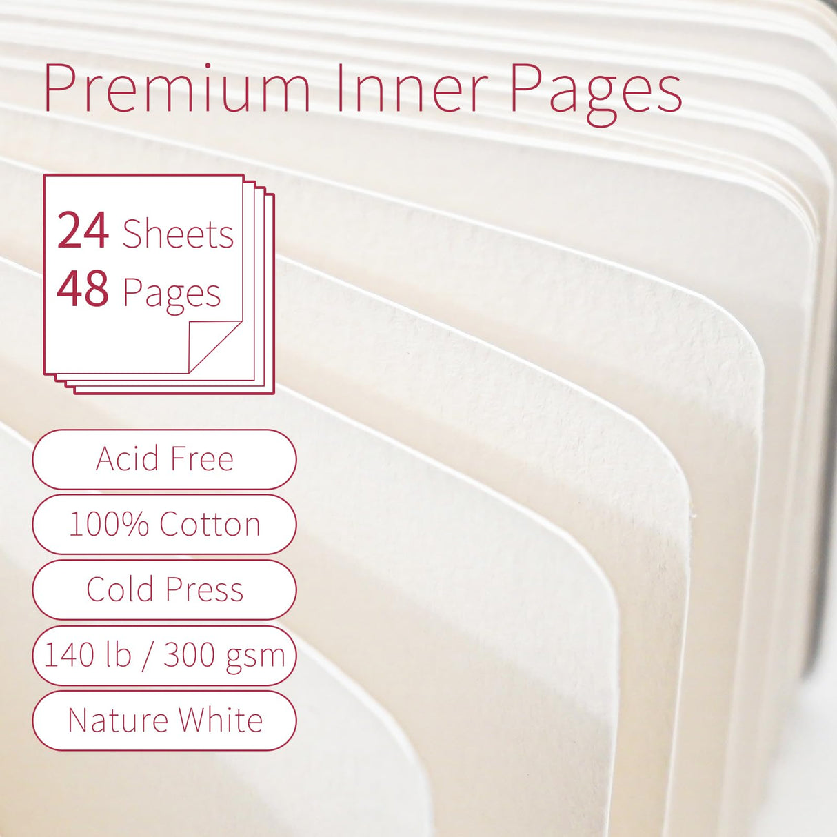 Vienrose Watercolor Sketchbook, 5.5"x5.5" Watercolor Journal with 24 Sheets 140 LB (300 GSM) Cotton Watercolor Paper, Brown Linen Cover Water Coloring Sketch Book As Travel Notebook On The Go Vienrose