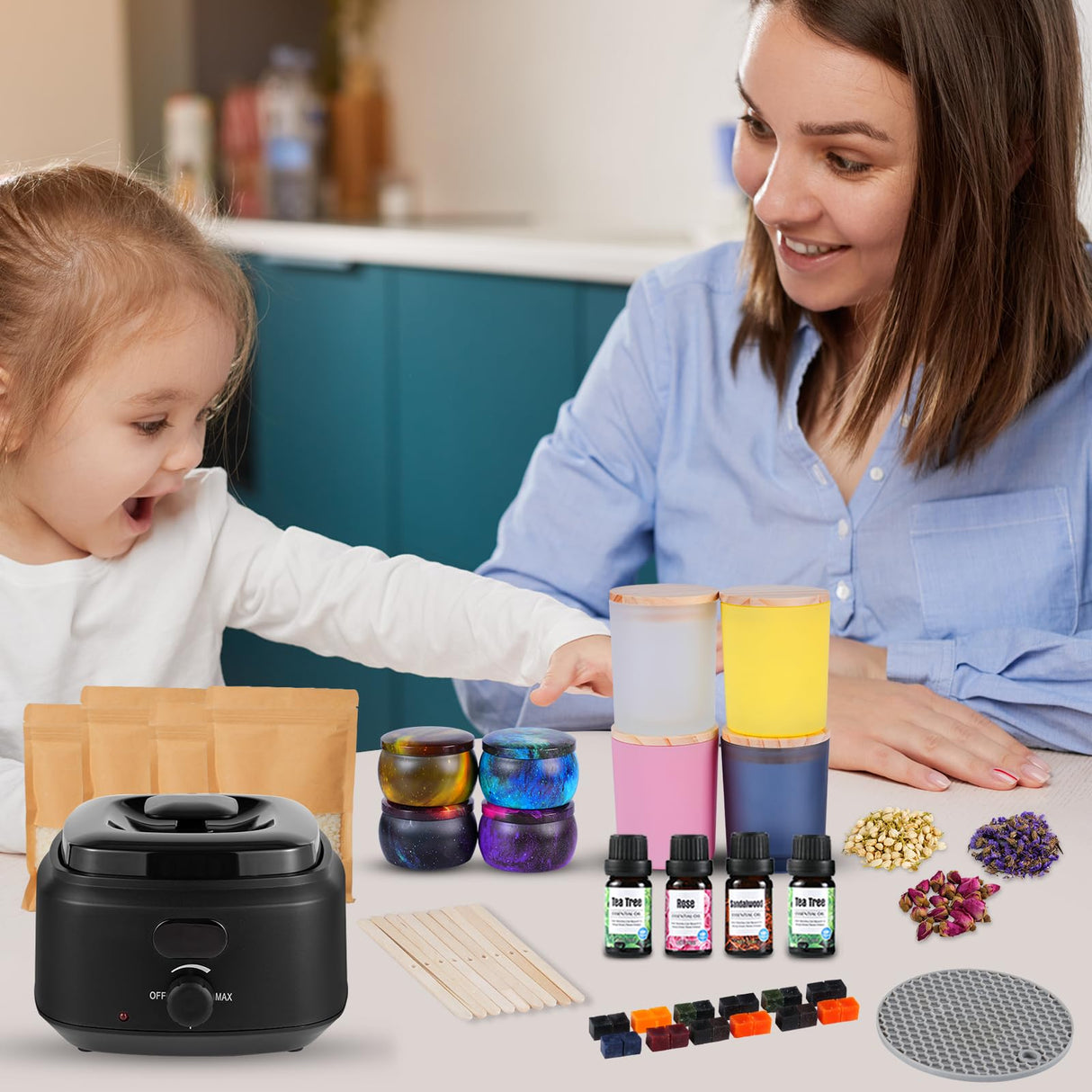 Candle Making Kit for Adults, Candle Making Supplies with Digital Soy Wax Melt Warmer, Premium DIY Starter Making Supply Perfect as Home Decorations with Glass Jar Yayena