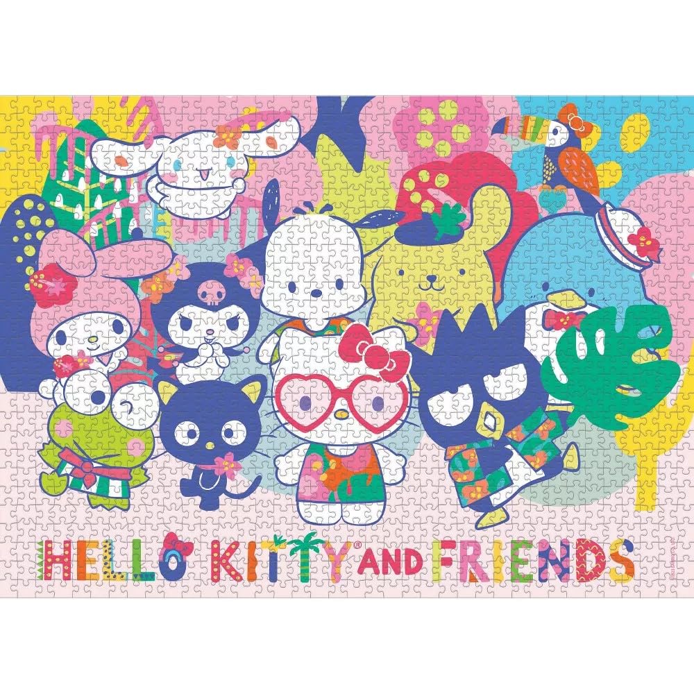 Hello Kitty and Friends Tropical Times 1,000 Piece Jigsaw Puzzle | Collectible Puzzle Artwork Featuring Hello Kitty, Cinnamoroll, Keroppi | Officially-Licensed Hello Kitty Puzzle & Merchandise USAOPOLY