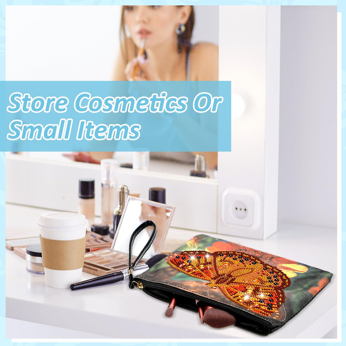 Silkfly 6 Pcs Diamond Painting Purses Clutch DIY Diamond Handbag PU Leather Painting Bags 5d Handmade Wristlet Wallet with Strap and Zipper for Women Gift(Butterfly Style) Silkfly