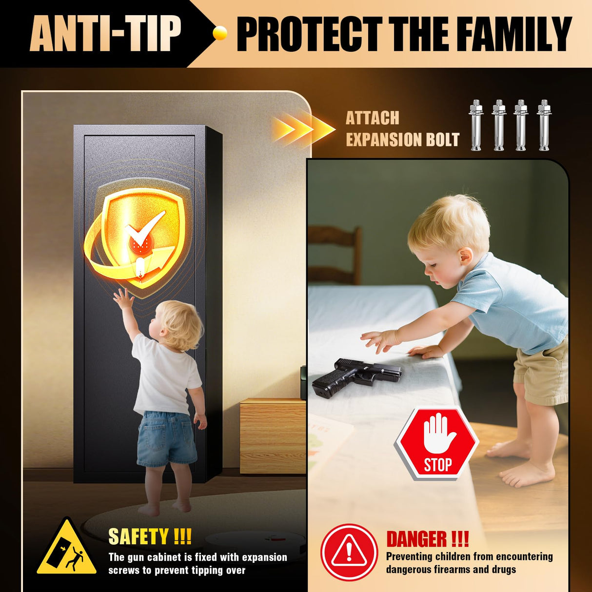 LBVSKK 14-18 Gun Safe,Gun Safe for Rifles and Pistols, Biometric Fingerprint Large Gun Cabinet Rifle Safes for Home, Adjustable Rack,Silent Mode LBVSKK