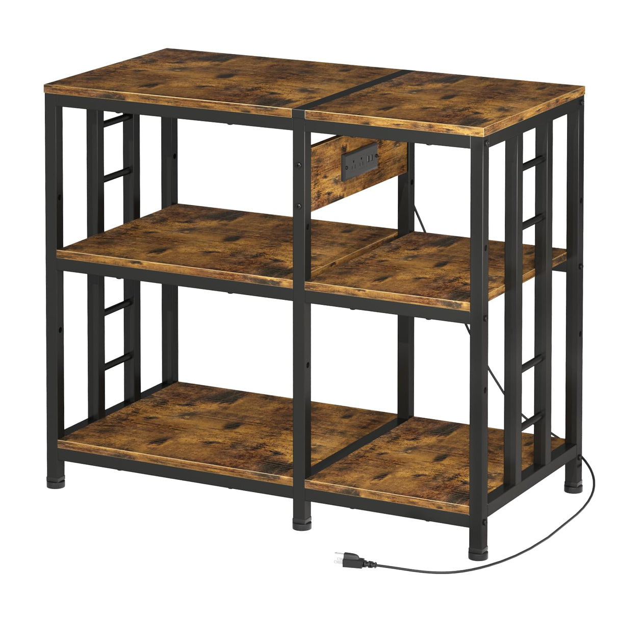 MILEFA Reinforced 40-50 Gallon Aquarium Stand with Power Outlet | Ultra-Stable 750LBS Capacity Metal Fish Tank Stand for Reptile/Aquatic Setups, 5-Tier Adjustable 37"x19" Steel Shelving System MILEFA