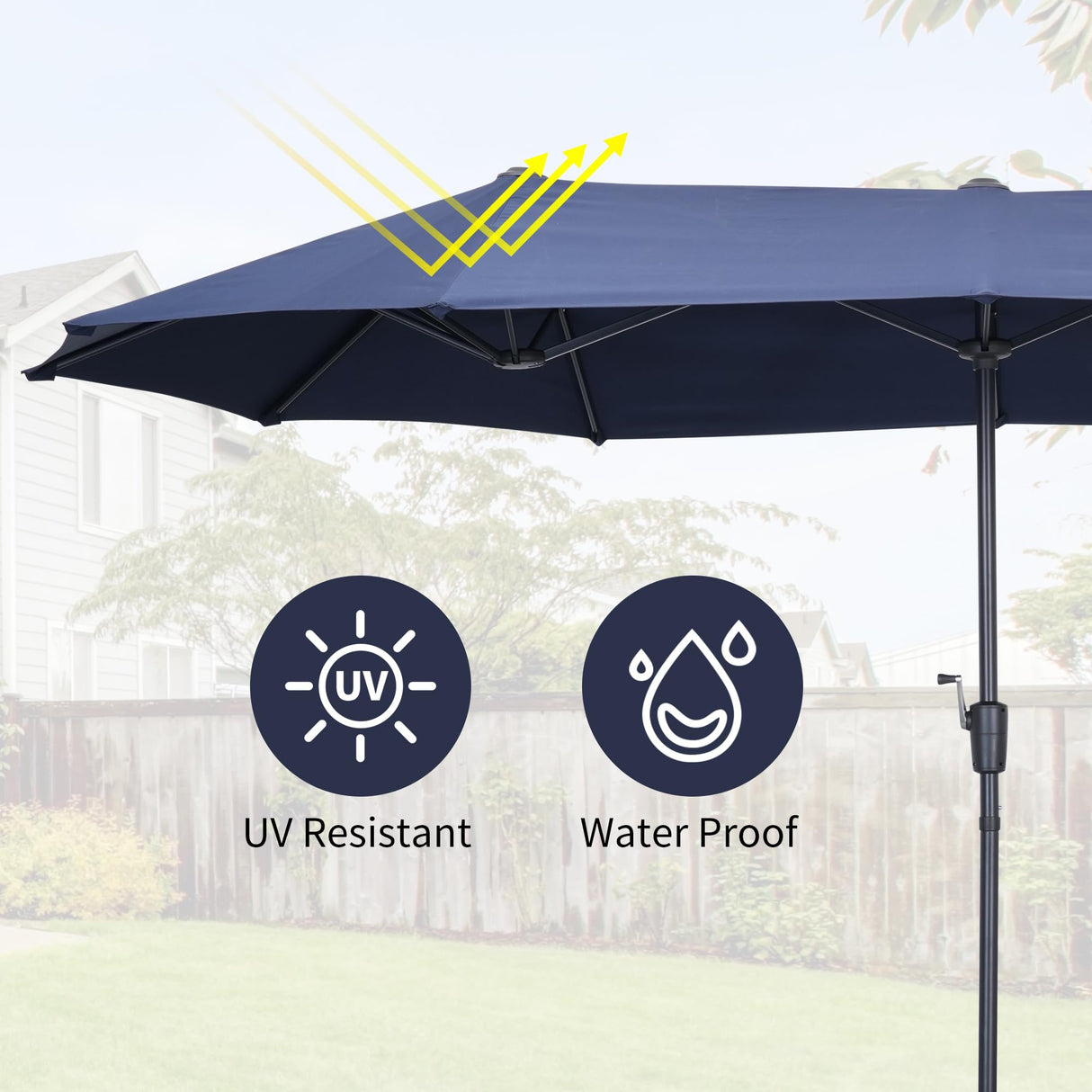 OVASTLKUY 13Ft Patio Umbrella Outdoor Double-Sided Market Extra Large Umbrella Outdoor Patio w/Easy Crank for Yard, Poolside, Deck, Navy Blue OVASTLKUY