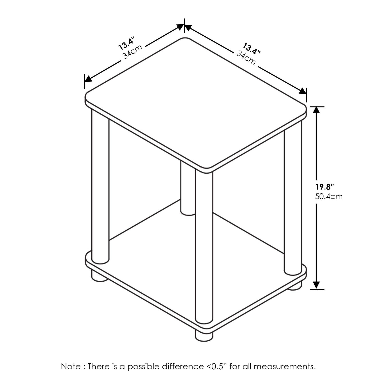 Furinno Turn-N-Tube End Table Corner Shelves, Set of 2, Dark Cherry/Black Furinno
