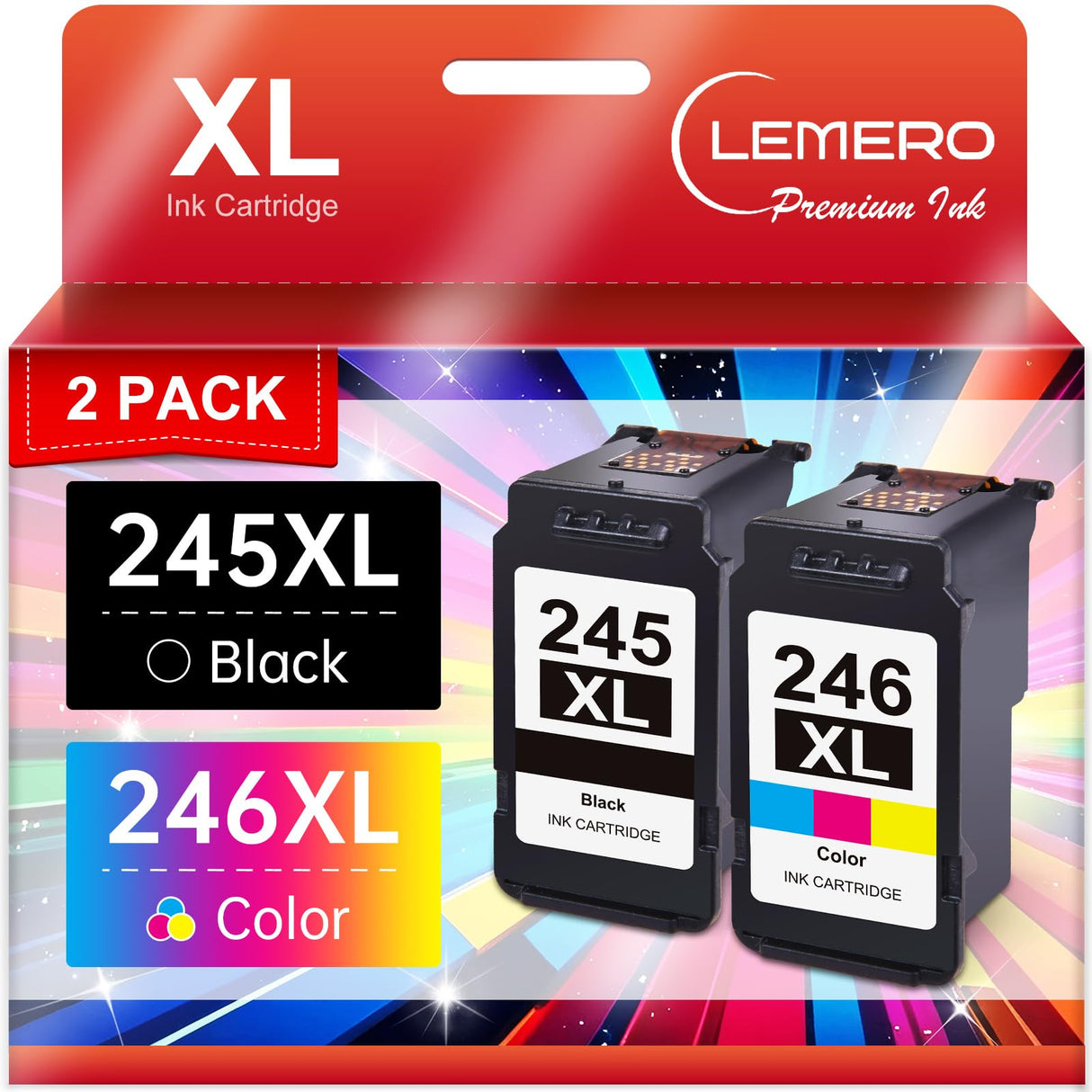 LEMERO 245XL Ink Cartridge PG-245 CL-246 Replacement for Canon Ink 245 and 246 Compatible for Canon 245XL 246XL Combo Pack for Canon Pixma MX490 MX492 MG2522 TR4522 TR4520 TS3122 TS3322 Printer LEMERO