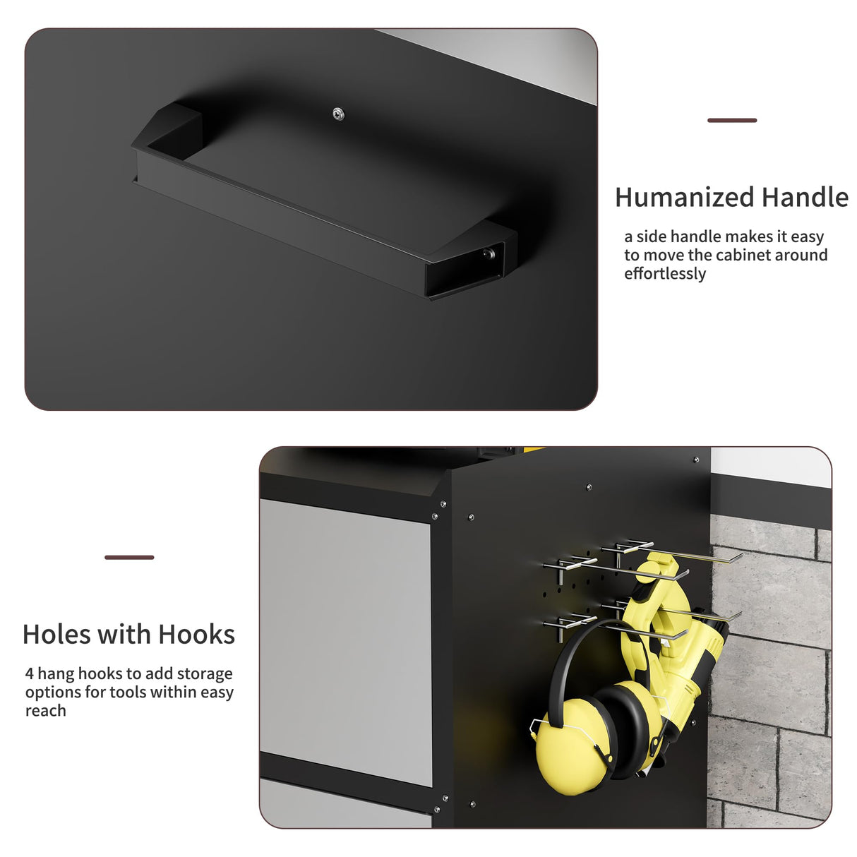 LCAOPC Metal Garage Storage Cabinet with Wheels, Lockable Rolling Tool Chest with Wheels, Tool Cabinet on Wheels, Utility Cabinet for Home, Office, Garage and Workshop, Black & Gray LCAOPC