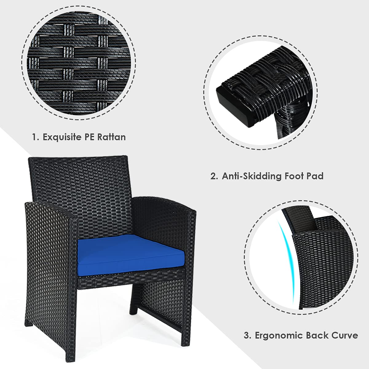 Tangkula 4 Pieces Patio Wicker Conversation Furniture Set, Patiojoy Sofa & Table Set w/4 Seats, Outdoor Rattan Sofa Set for Balcony Backyard, Wicker Chair Set with Tempered Glass Coffee Table Tangkula