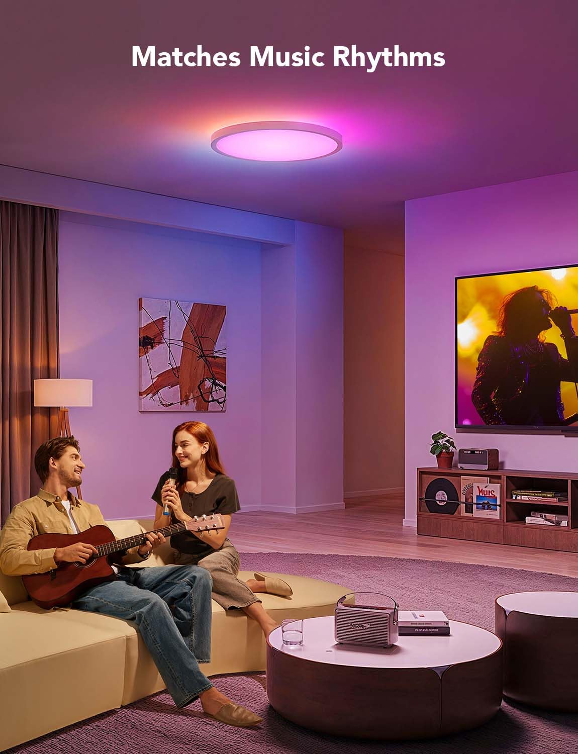 Govee Smart Ceiling Light, RGBIC LED Ceiling Light Fixture, 2400LM Flush Mount Light Fixture, DIY Colors, Works with Alexa, 2200K-6500K Ceiling Lights for Bedroom, Living Room, 12 Inch, 1 Pack Govee