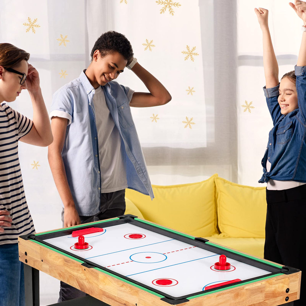 GYMAX Multi Game Table, 10 in 1 Combo Game Table w/Foosball Table, Hockey, Pool Table, Ping Pong, Shuffleboard, Bowling & 4 Board Games, Game Tables for Game Room, Home, Family GYMAX