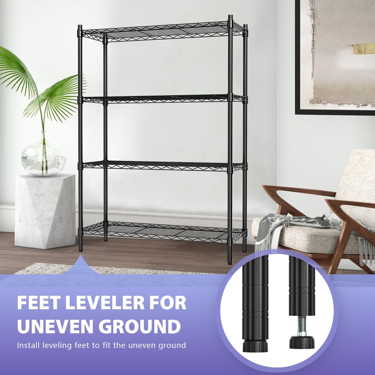PayLessHere | 4-Tier Wire Shelf | 36"x14"x54" | Black | Adjustable Racks | Heavy-Duty Storage Shelves, Holds Upto 1000 lbs | Rust-Resistant, No-Tool Assembly | for Home, Garage Shelving PayLessHere
