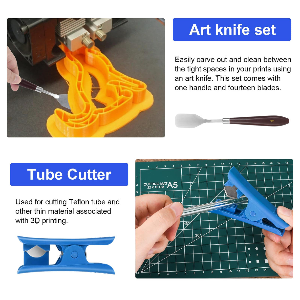 3D Printer Tools Kit, 3D Printing Accessory with 55Pcs Includes Deburring Tool, Digital Caliper, Art Knife Set, Tube Cutter, Storage Bag Suitable for 3D Print Removing, Cleaning KuanStore