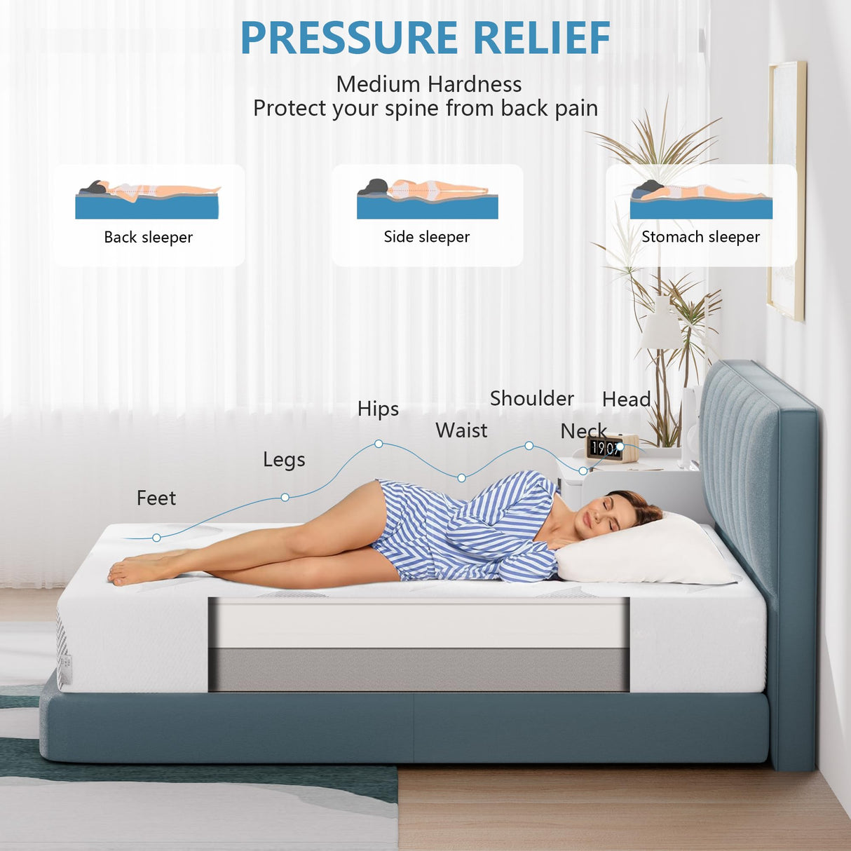 California King Mattress, 10 Inch Gel Memory Foam Cal King Mattress, Removable Washable Cover, Mattresses in a Box, Medium Firm Pressure Relief & Upgraded Support, Motion Isolation, CertiPUR-US Pamag pieeoo