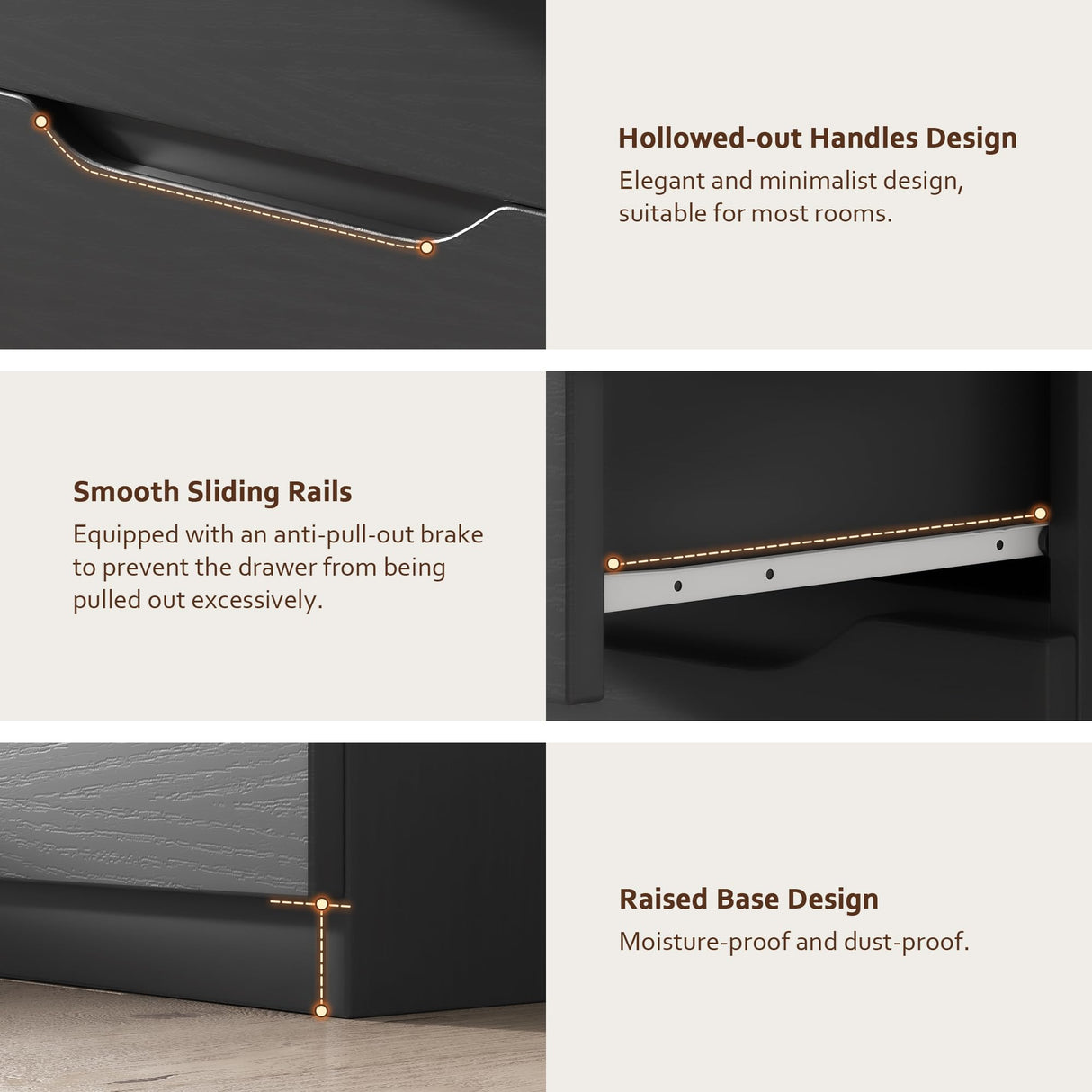 Black Tall 5 Drawer Dresser for Bedroom with Hidden Storage Design, Large Modern Closet Dressers & Chests of Drawers with Cut-Out Handles, 27.6" L*15.8" W*45.3" H for Bedroom, Living Room, Nursery Jocoevol