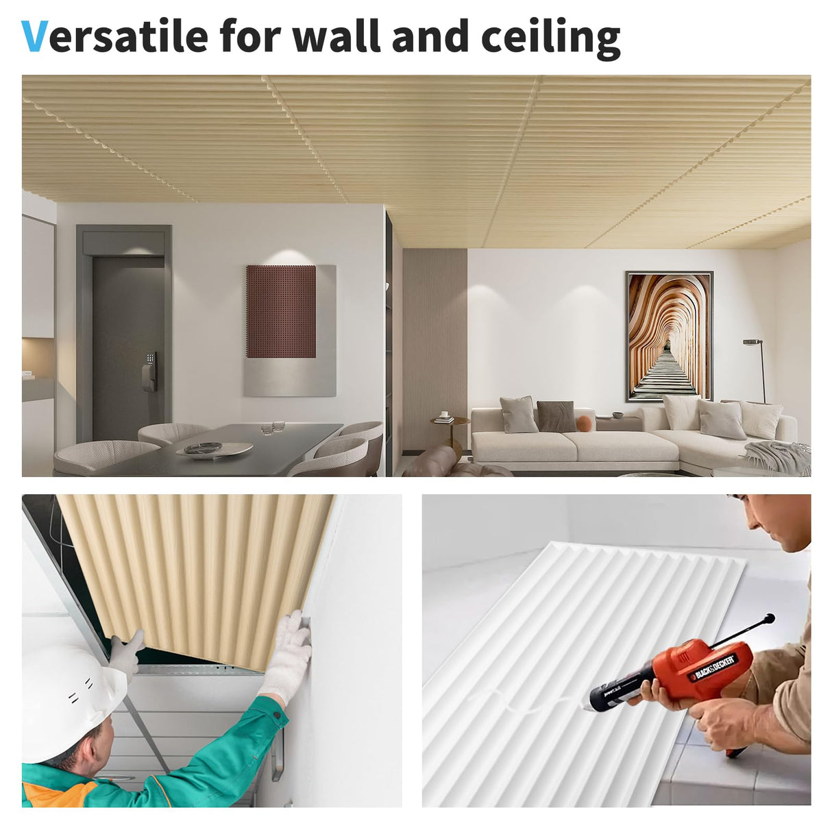 Art3d 2x4 ft Drop Ceiling Tiles in Oak, 12-Sheet Semi-Cylinder Design 3D Wall Panels for Interior Wall Decor 24x48 inch Art3d