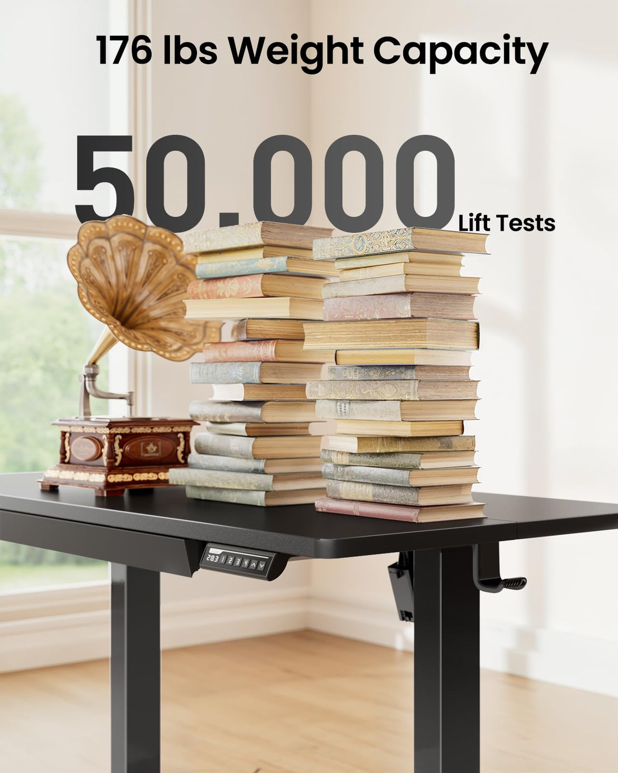 ErGear Standing Desk with Drawer, 48 x 24 inch Electric Height Adjustable Desk with 4 Preset Heights & 2 Storage Hooks, Sit Stand Desk Computer Desk with Drawer for Home & Office, Black EGESD80B ErGear