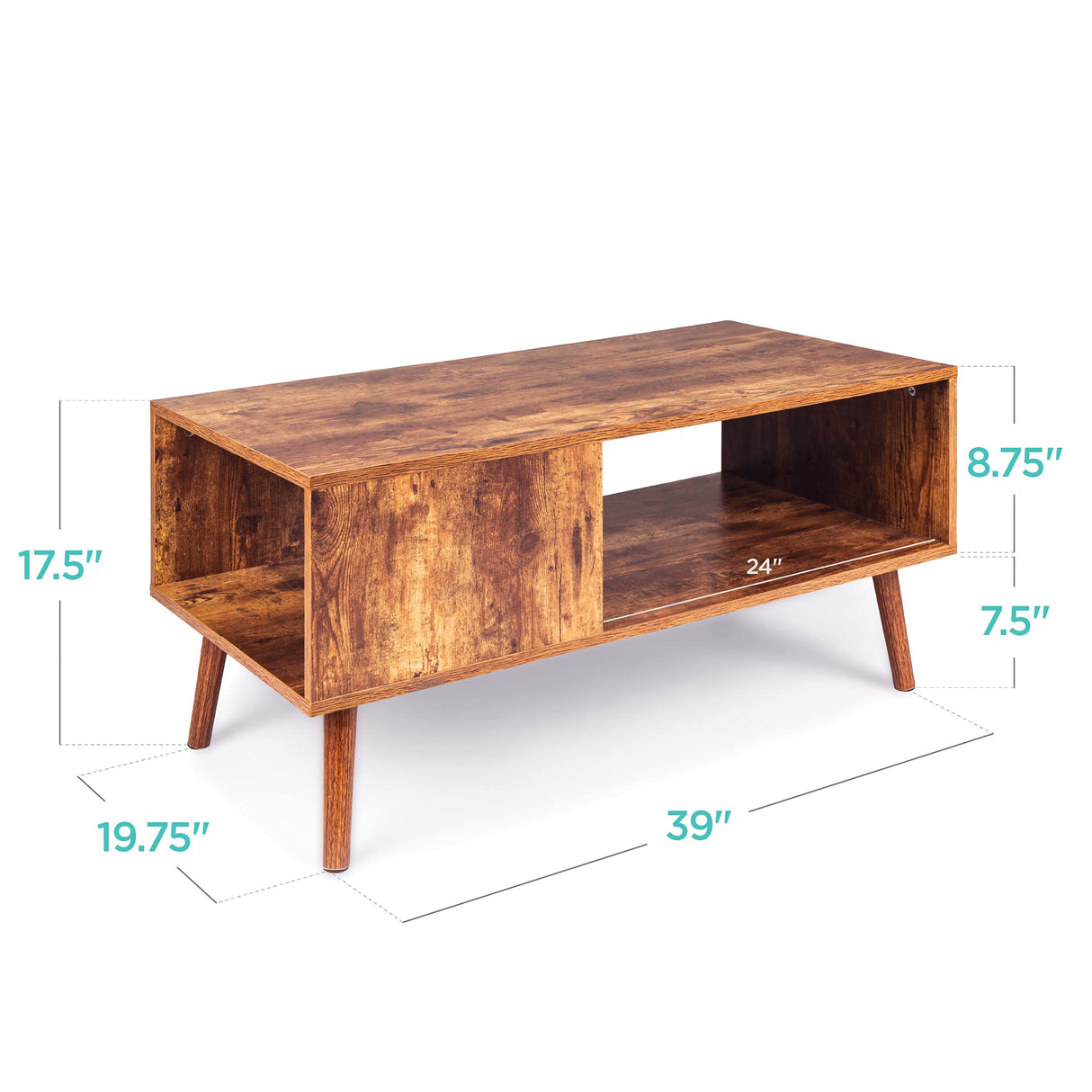 Best Choice Products Wooden Mid-Century Modern Coffee Table, Accent Furniture for Living Room, Indoor, Home Décor w/Open Storage Shelf, Wood Grain Finish - Brown Best Choice Products