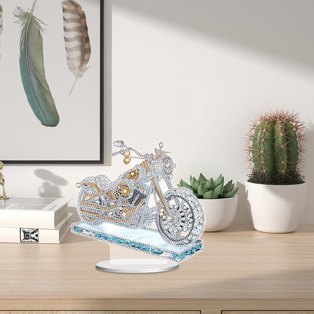 JZHYOAN Diamond Artistic Desktop Ornaments, DIY Diamond Desk Placement, Motorcycle Special Shape Decoration, Desktop Table Decoration Home, Office Car Decorative Tabletop JZHYOAN