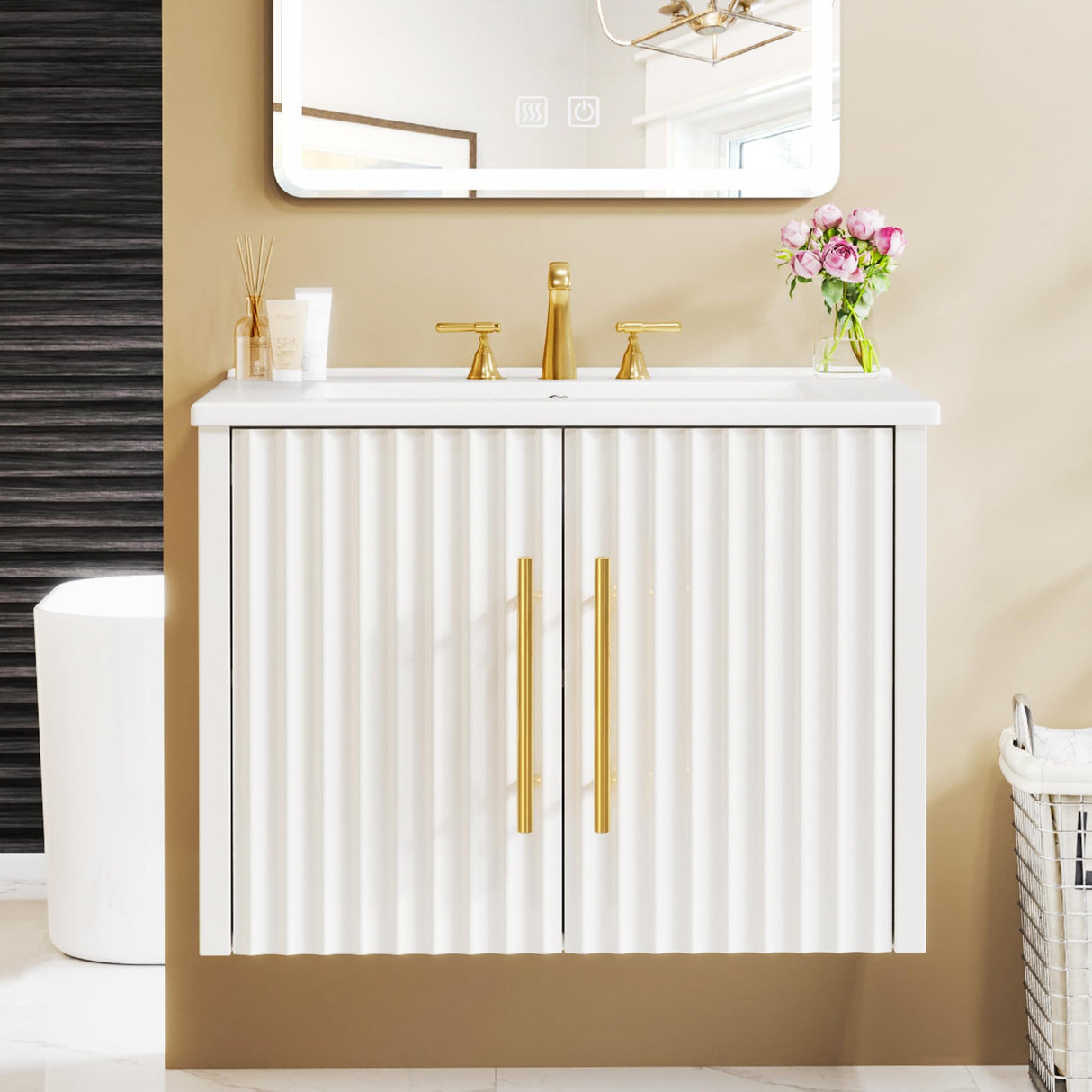 DWVO 24" Bathroom Vanity with Sink, Floating Bathroom Vanities Wall Mounted Bathroom Cabinet DWVO