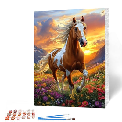 MAXBYE Horse Paint by Numbers Kit for Adults Beginner with Wooden Frame, Paint by Number Kit on Canvas, Adults' Paint by Number Kits DIY Oil Painting Kits for Gift Home Wall Decor 12x16In