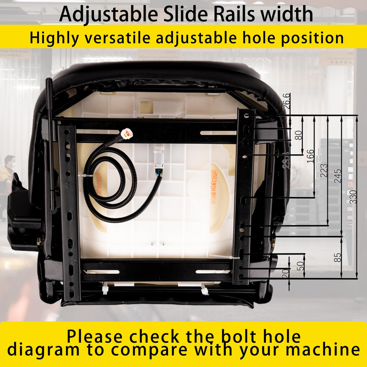 SEATIN Universal Forklift Seat W/Switch,Retractable Safety Belt fits Toyota Forklift Aftermarket,Tractor,Skid Loader,Excavator,Dozer,Backhoe,Telehandler,UTV,ATV SEATIN