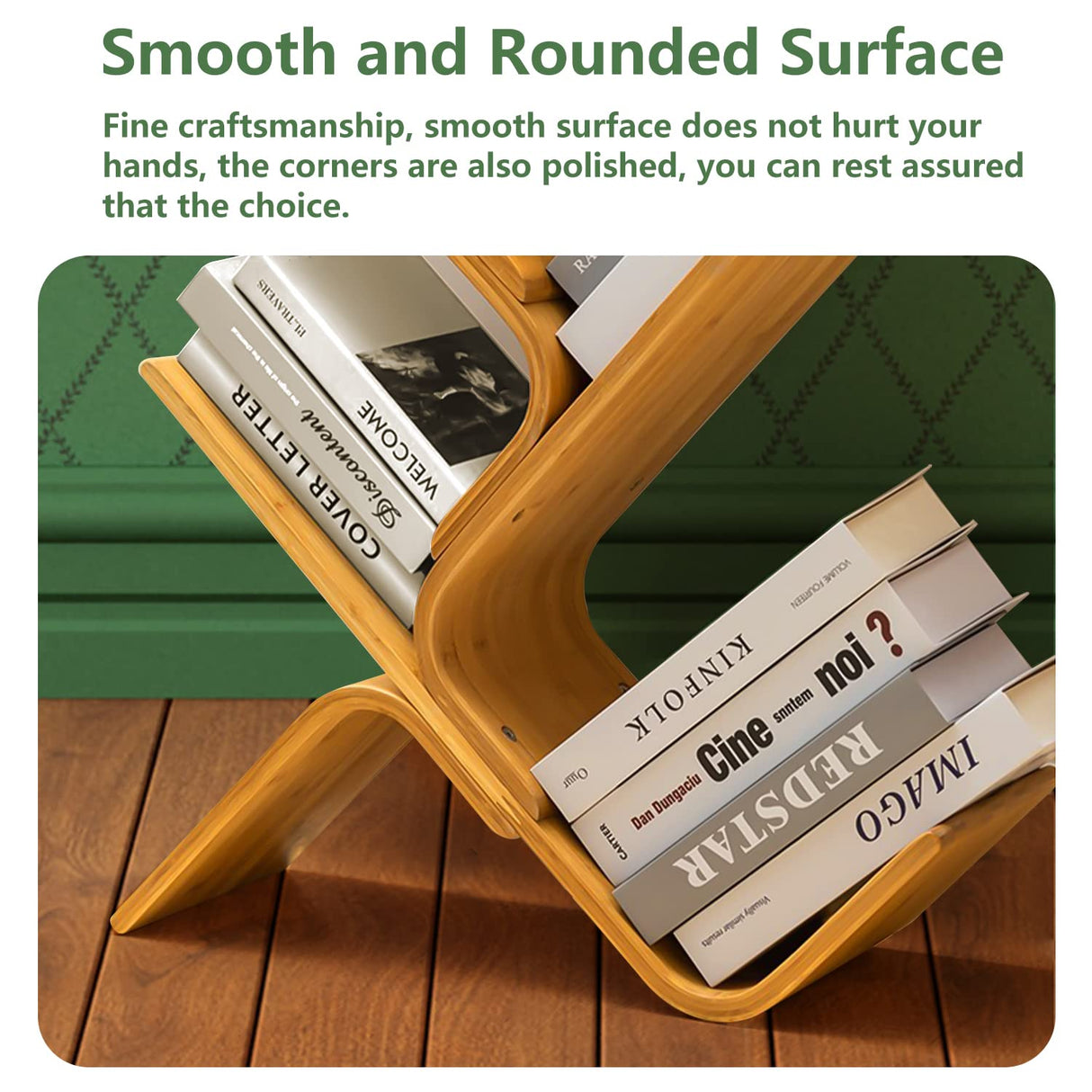 briteman 8-Tier Floor Bamboo Tree Bookshelf, Modern Standing Bookcase Office Book Storage Creative Curved Rack Organizer Shelves, Book Shelf Space Saver for Home Living Room Corner Bedroom briteman