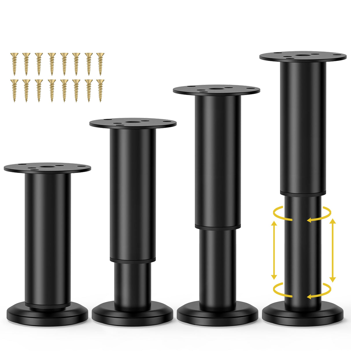 Adjustable Metal Furniture Legs 4-7.87 inch for Sofa, Bed, Chair and Cabinet Support Wlrrcwdttc