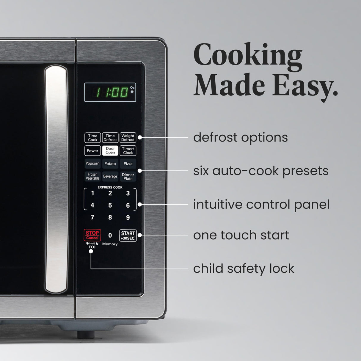 Farberware FMO11AHTBKBD1 Countertop 1000 Watts Microwave Oven with LED Lighting and Child Lock-Perfect for Apartments and Dorms-Easy Clean, 1.1 Cu. Ft, Stainless Steel Farberware