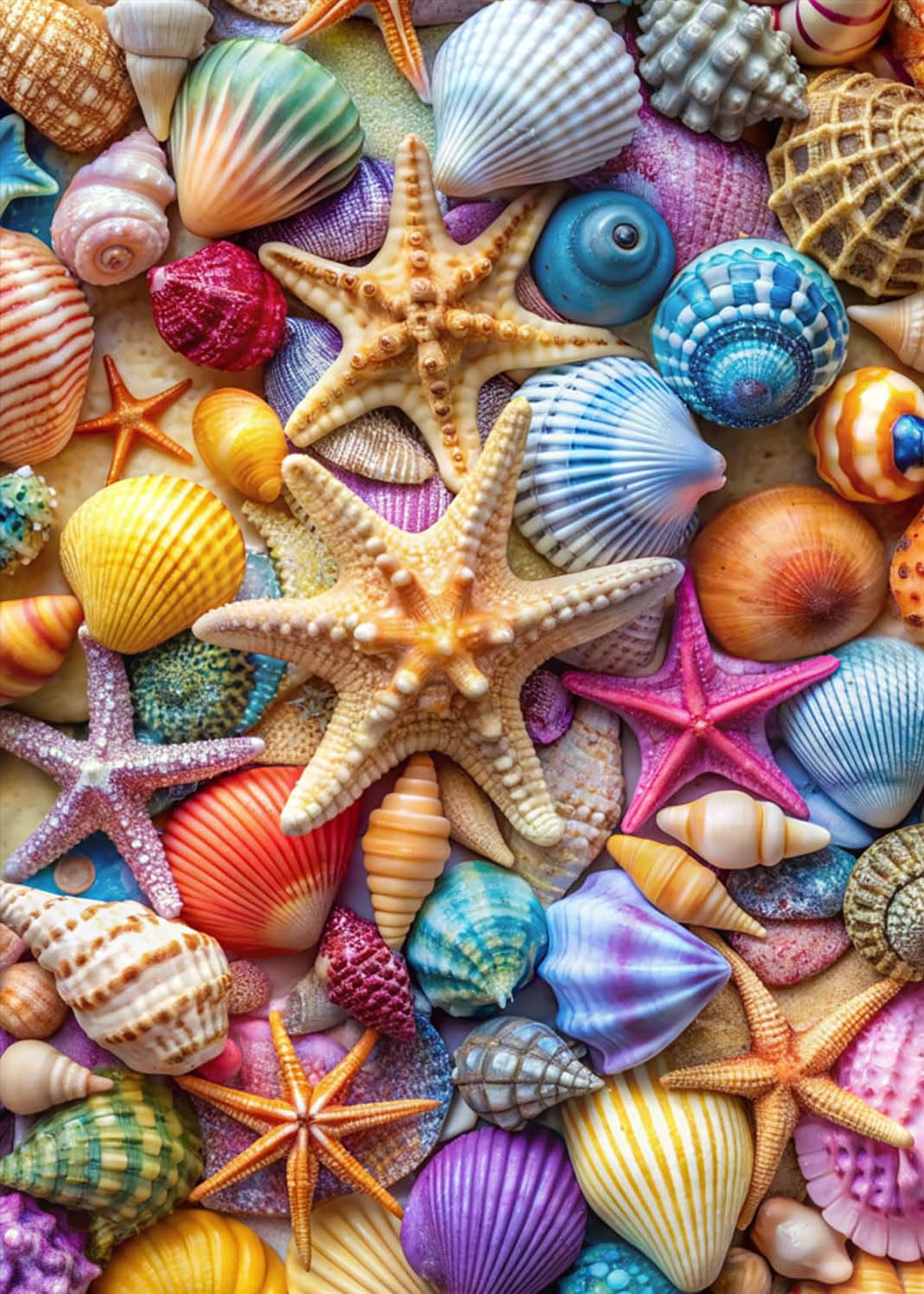 Jigsaw Puzzles for Adults 1000 Pieces-Colorful Seashell and Starfish, 1000 Piece Puzzle for Adults with Letter on Back No Dust, with 1:1 Poster(27.6"x19.7") kepovin