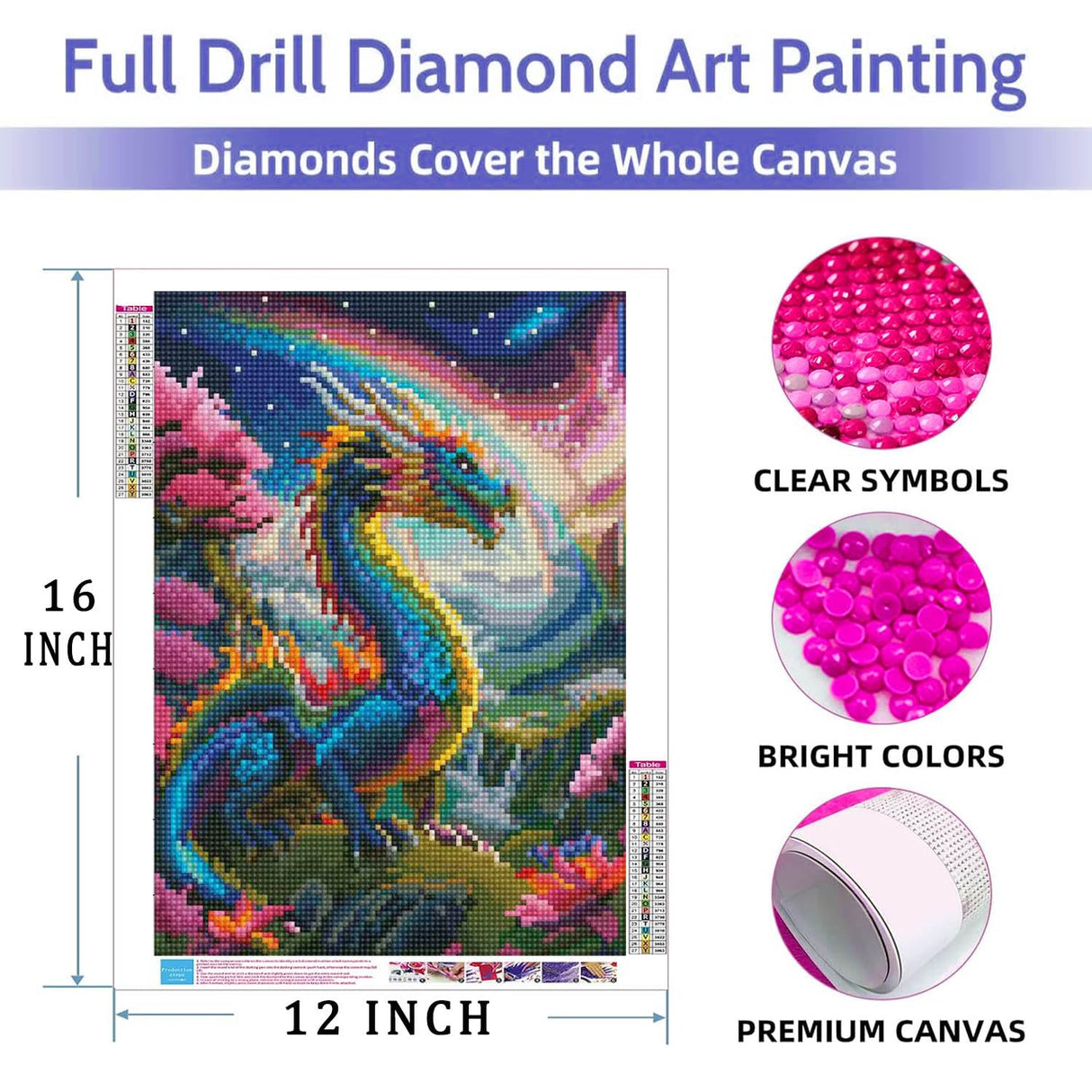 Lovepefe Dragon Diamond Art Painting Kits for Adults Paint with Diamond Kit for Beginners DIY Full Drill Gem Art Home Wall Decor 12 X 16 Inch Lovepefe
