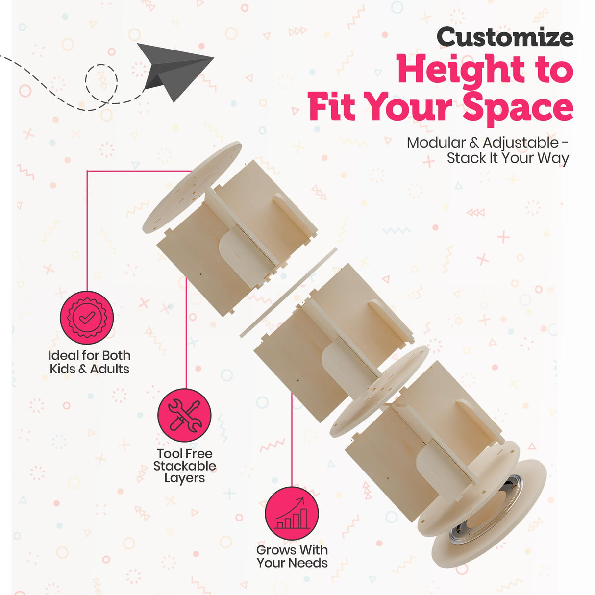 Rotating Kids Bookshelf – 3-Tier 360° Spinning Bookcase Tower, Solid Pine Wood, 12 Cubbies, Toddler Bookshelf Organizer & Lazy-Susan Storage for Nursery, Classroom or Playroom (Natural Finish) Sprinta