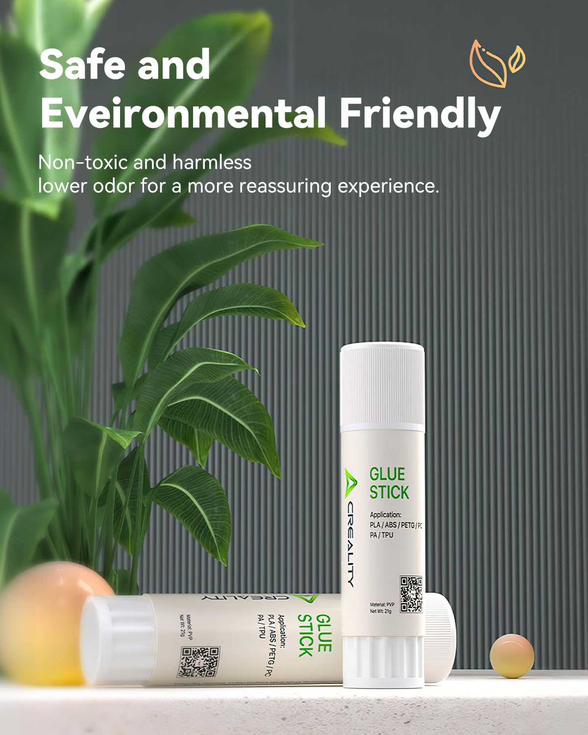 Creality Official 3D Printer Adhesive Glue, Enhanced Adhesion Reduces Warping for Filament on Build Plate, Easy to Clean and Safe PVP Solid 3D Printer Glue Stick for PLA/ABS/PETG/PC/PA/TPU, 2 Pack Creality