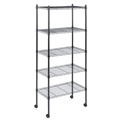 HealSmart Heavy Duty 5-Tier Shelving Units Adjustable, 65 "D x 14" W x 30 "H Wire Shelf with 1000 lbs Capacity, Black