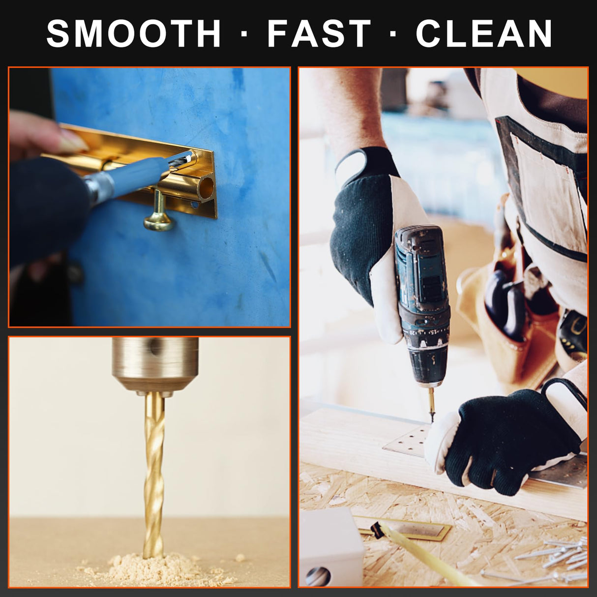 COMOWARE Titanium Twist Drill Bit Set - 16 Pcs Hex Shank High Speed Steel for Wood Plastic Aluminum Alloy, Quick Change, 1/16"-1/4" COMOWARE