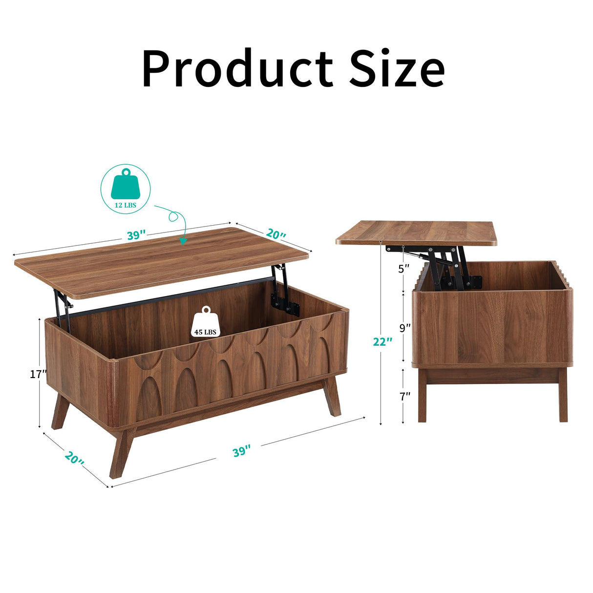 Bifins Coffee Table, Lift Top Coffee Table with Hidden Compartment,Mid Century Modern Lift Tabletop for Home Living Room Office Bifins