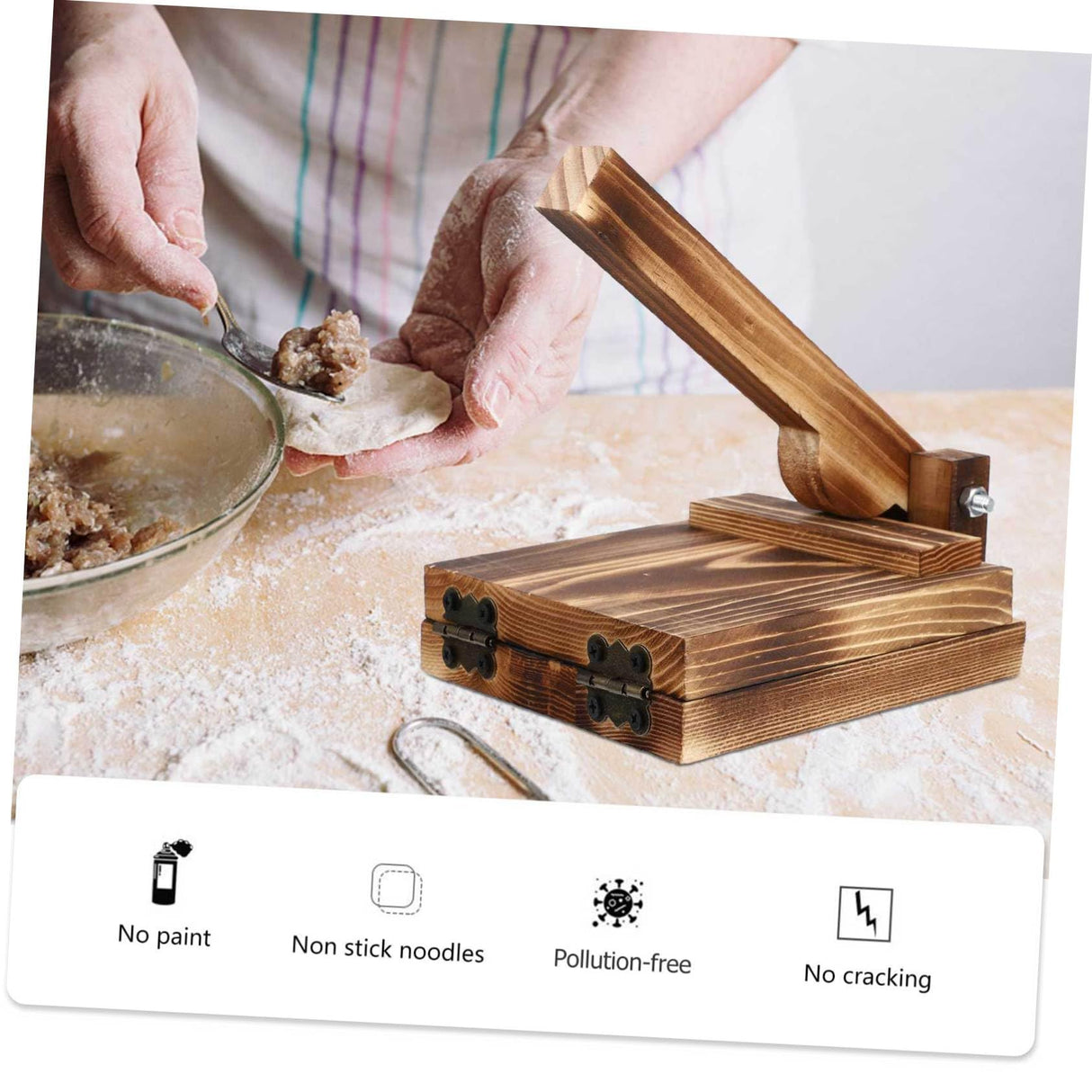 IMIKEYA Wooden Tortilla Press Wood Chapati Maker for Dough Pastry and Dumpling Wrappers IMIKEYA