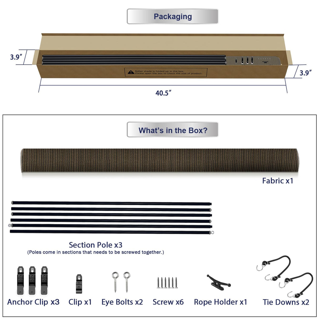 Windscreen4less Outdoor Shade Blinds Patio Roll Up Blackout Shades Exterior Roller Privacy Screen for Pergola Balcony Porch Carport Deck Window, 8' W x 11' L Brown Windscreen4less