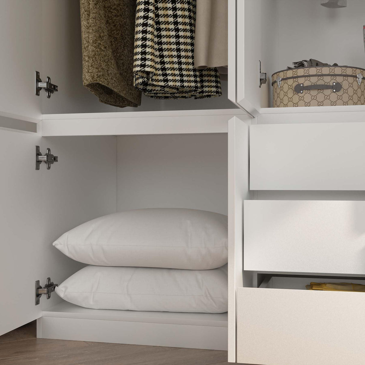 Jiaoun 78” 6-Door Large Armoire Wardrobe Closet, Bedroom Armoire with 3 Drawers & 2 Hanging Rod, Wooden Armoires and Wardrobe,White (70.9”W x 23.63”D x78”H) Jiaoun